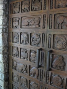 carved door close up showing animal carvings!